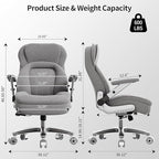 Big and Tall Office Chair, 600lbs Heavy Duty Desk Chair with 5D Arms, Adjustable Lumbar Support & Height, Tilt Function, Fabric High Back Ergonomic Executive Computer Chair with 3'' Casters