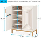 LITTLE TREE Shoe Cabinet with Doors, 20 Pairs Entryway Shoe Storage Cabinet Modern Storage Organizer for Closet, Living Room, Bedroom (White/Gold)
