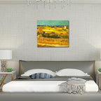 Wieco Art Harvest at La Crau with Mont majour Landscape Giclee Canvas Prints Wall Art by Van Gogh Famous Oil Paintings Reproduction Large Modern Yellow Classic Farm Pictures Artwork