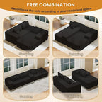 105.5" Modular Sectional Sofa L-Shape, Modular Cloud Sofa with Deep Seat for Living Room Bedroom, Upholstered Couches No Assembly Required (Black Right Facing Chaise)