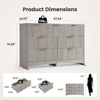 Amada Modern 7 Drawer Dresser, Fluted Wood Chest of Drawers with Rounded Corners, Pre-Installed Drawer Slides, Dresser TV Stand and Storage Organizer for Bedroom, Hallway, Grey