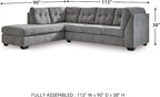 Signature Design by Ashley Marleton Contemporary Left-Arm Facing Tufted 2-Piece Sleeper Sectional with Chaise, Loose Seat Cushions and Bi-Fold Memory Foam Mattress, Full, Light Gray