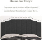 Queen Size Headboard Only, Linen Wall Mounted Headboard Queen/Full Size for Adjustable Bed, Modern Vertical Channel Design with Curved Tufted Upholstered Head Board, Dark Gray