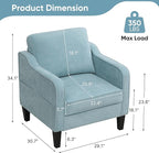 Accent Chairs Set of 2, Upholstered Living Room Chairs with Side Pockets, Mid Century Modern Reading Chair for Bedroom, Comfy Armchair Single Sofa Side Chair for Office, Small Room, Teal Green