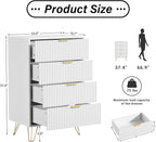 White Dresser for Bedroom, Modern Wide Dresser with Gold Pulls and 4 Drawers for Bedroom, Closets, 15.7" D x 23.6" W x 37.4" H