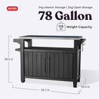 Keter Unity XL Portable Outdoor Table with Stainless Steel Top for Kitchen Prep and Outdoor Storage Cabinet for Grilling Accessories, Dark Grey
