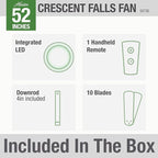 Hunter Crescent Falls Indoor/Outdoor Ceiling Fan with LED Light and Remote Control