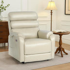 EONIX Wide Lay Flat Power Lift Recliner Chair for Elderly, 400lbs Heavy Duty Lift Chairs with Heat and Massage Charging Ports, Oversized Dual Motor Power Recliner for Adults, LRY004063, Cream White