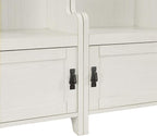 Crosley Furniture Fremont 2-Piece Hall Tree Entryway Set with Storage Cabinets and Coat Rack Hooks, Distressed White