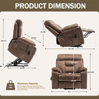 Oversized Power Lift Recliner Chair for Elderly with Massage Heat, Brown Velvet Electric Lay Flat Recliners with Cup Holders, Side Pockets, Infinite Position, Gift for Family