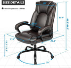 OUTFINE Office Chair Executive Office Chair Desk Chair Computer Chair with 5-Year hydrolysis-Resistant Leather Spring Cushion Ergonomic Support Tilting Function Upholstered in Bonded Leather (Brown)