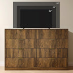 Fluted 8 Drawer Double Dresser Wood,55” Wide Bedroom Dresser Mid Century Chest of Drawers Wooden with Gold Handle,Dressers TV Stand for Bedroom,Living Room,Walnut