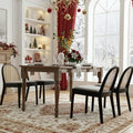 Rattan Dining Chairs Set of 4, Modern Dining Room Chairs with Cane Back Comfy Accent Kitchen Chair Upholstered Linen Fabric Chair for Restaurant/Living Room, Grey
