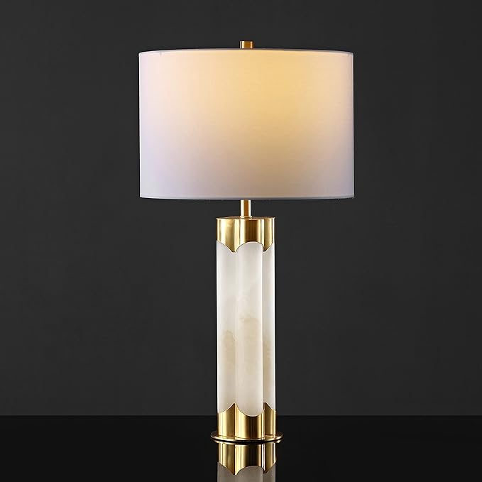 SAFAVIEH Couture Lighting Collection Chavez Alabaster/Gold 28-inch Bedroom Living Room Home Office Desk Nightstand Table Lamp (LED Bulb Included)