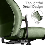 Green Leather Office Desk Chair with Wheels and Arms, Height Adjustable, Vintage, Mid Century Modern Style