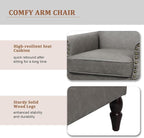 Accent Chair, Mid Century Modern Faux Leather Arm Chair with Wood Leg for Living Room, Bedroom, Comfy PU Leather Club Reading Chairs with Wingback & Nailhead Trim (Leather Grey, Set of 2)