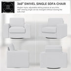 Swivel Accent Sofa Chair Set of 2, 360 Degree Rotation 36'' Width Oversized Thick Cusion Armchair Linen Fabric Single Padding Soft Living Room, Office White