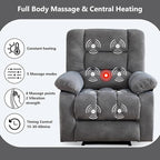 ANJHOME Massage Recliner Chairs with Heat and Vibration,Overstuffed Manual Rocking Reclining Chair for Living Room Bedroom (Light Grey)