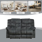 EBELLO Manual Loveseat Recliner for Living Room, Extra Wide Modern Overstuffed 2 Seat Reclining Couch Sofa, Breathable Fabric and Padded Cushion, Grey Green