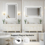 WTTY LED Bathroom Mirror 55"x36" with Back and Front Light,Modern LED Mirror for Bathroom,Stepless Dimmable Lighted Bathroom Vanity Mirror with Anti-Fog,Memory Function,Shatter-Proof