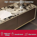 72IN Bathroom Vanity Set with a Single Sink - Embedded Sensor Light Strip & Large Capacity Floating Cabinet | Modern Bathroom Vanities with Defogging Mirror Surface & LED Lighting (Mirror)