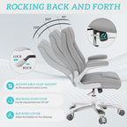 GYI O205P High Back Executive Office Chair, Big and Tall Office Chair 400LBS with Rubber Wheels,Ergonomic Adjustable Computer Desk Chairs with Padded Flip-up Armrests,Lumbar Support (Grey)