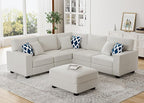 Legend Vansen Modular Sectional Sofa U Shaped Couch with Ottoman Modern Reversible Corner Sectional Couch for Living Room (Cream, U Shaped Sofa-1)