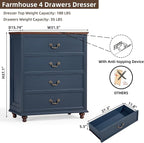 Bedroom Sets, 54" Wide 7 Drawers Dresser and 37" Tall 4 Drawers Dresser, Wooden 2 Piece Bedroom Furniture Set, Chest of Drawer for Bedroom, Home, Living Room, Hallway, Navy Blue