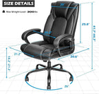 OUTFINE Office Chair Executive Office Chair Desk Chair Computer Chair with 5-Year hydrolysis-Resistant Leather Spring Cushion Ergonomic Support Tilting Function Upholstered in Bonded Leather Black