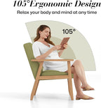 KCC Mid-Century Modern Linen Fabric Accent Chair, Upholstered Tufted Leisure Chair Comfy Reading Side Chair with Armrest and Solid Wood Frame for Living Room Bedroom Balcony(Green)