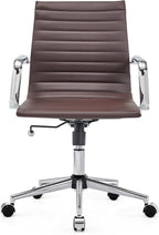 COROCC Office Desk Chair Modern Conference Room Task Chairs Leather Computer Swivel Excutive Ribbed Ergonomic Rolling Comfortable Chair for Home Office