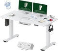 FLEXISPOT EN2 Whole-Piece Standing Desk with Clamp Power Strip, 55 x 28 Electric Stand Up Height Adjustable Desk with Cable Management (White Frame + 55" White Top,2 Packages)