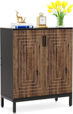LITTLE TREE Shoe Cabinet with Doors, 20 Pairs Entryway Shoe Storage Cabinet Modern Storage Organizer for Closet, Living Room, Bedroom (Brown/Black)