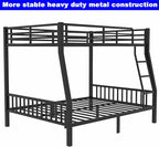 Upgraded Version Thicken Metal Full XL Over Queen Bunk Bed, Stronger Heavy Duty Steel Bunk Bed Full Over Queen Size, Best Bunkbed Frame for Adults, Easy Assembly, Black (Full XL Over Queen)
