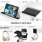 Small Standing Desk with Wheels, Mobile Stand Up Desk, Portable Standing Table on Wheels for Walking Pad, Rolling Computer Desk Adjustable Height, Tall Table