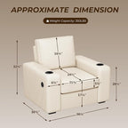 Furnimart 36" Wide Plush Accent Chair, Single Sofa with USB Charger & Cup Holder, Oversized Comfy Chair Tufted Corduroy Fabric, Ideal for Living Room, Bedroom, Apartment(Corduroy-Beige)