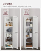 VASAGLE Corner Cabinet, Tall Corner Storage Cabinet with 2 Doors and 4 Adjustable Shelves, for Bathroom Kitchen Living Room, Modern Farmhouse Design, White UBBC541P31