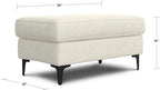 SIMPLIHOME Ava Ottoman in 100% Recycled Polyester Tightly Woven Performance Fabric, Cream, 36-inch Wide, Mid-Century Modern Style Multipurpose Table or Footrest Ottoman, Assembled,for Living Room
