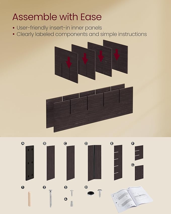 VASAGLE CUSTOS Collection - Shoe Bench, Storage Bench with Padded Seat, Entryway Bench with 15 Compartments, for Bedroom, 11.8 x 41.3 x 18.9 Inches, Espresso Brown and Chestnut Brown ULHS15BR