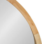 Kate and Laurel Hutton Round Decorative Modern Wood Frame Wall Mirror, 22 Inch Diameter, Natural Finish
