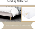 AGARTT Upholstered Platform Bed Frame Queen Size with Headboard and Footboard/Wooden Slats Support/No Box Spring Needed/Easy Assembly,Beige Velvet