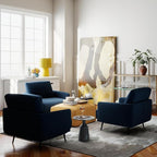 Mid-Century Accent Chair,Modern Oversized Armchair for Living Room,Comfy Upholstered Reading Accent Chairs for Bedroom,Single Sofa Chair (Navyblue-1PACK)