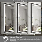 24x36 Inch LED Bathroom Mirror with Lights,Front and Backlit Black Metal Frame Mirror,Wall Mounted Lighted Vanity Mirrors,Double Lights Strips,Anti Fog Stepless Dimmable