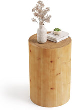 LITTLE TREE Small End Table, Wood Round Drink Table, Farmhouse Side Table for Small Spaces, Modern Plant Stand, Accent Cocktail Table for Living Room, Bedroom Nightstand, Wooden Pedestal Natural