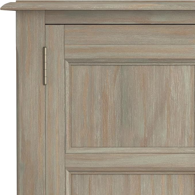 SIMPLIHOME Burlington SOLID WOOD 30 inch Wide Transitional Low Storage Cabinet in Distressed Grey for the Living Room, Entryway and Family Room
