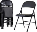 4 Pack Black Folding Chairs with Padded Cushion and Back, Portable Heavy Duty Metal Frame Commercial Seat with 330-LBS Capacity, Foldable Indoor Outdoor Chairs for Office Party Events Kitchen Dinning