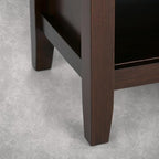 SIMPLIHOME Artisan Bedside Table - 24 inch Wide Solid Wood Nightstand Table in Autumn Brown, Transitional Bedside Stand for Bedroom with Drawer and Open Shelf for Storage