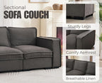 EALSON 93" Modular Sectional Sofa Comfy Cloud Couch with Ottoman Modern Convertible L Shape Couches with Wooden Legs Linen Deep Seat Couch 4-Seater Sofa for Living Room/Apartment, Grey