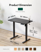 FEZIBO One-Piece Standing Desk Adjustable Height Stand up Home Office Desk, 32x20 Inch Electric Standing Computer Desk, with 4 Memory Presets, Headphone Hook, Black