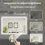 WTTY 40"X30" LED Bathroom Mirror with Black Frame, Bathroom Vanity Mirror with Lights for Wall, Front Light and Backlit, Anti-Fog, Dimmable, 3 Colors, Shatterproof, Memory, Horizontal/Vertical